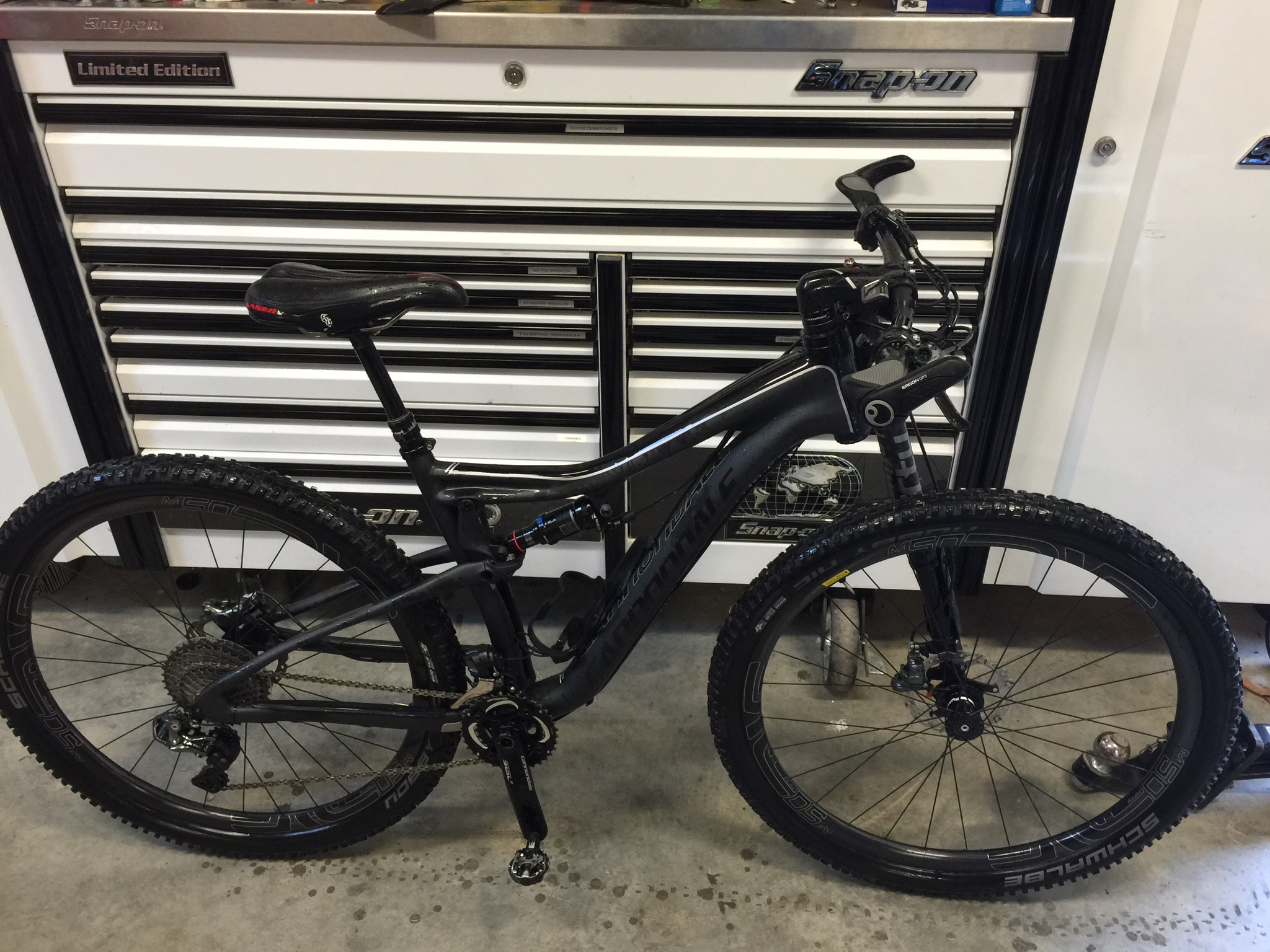 blacked out mountain bike